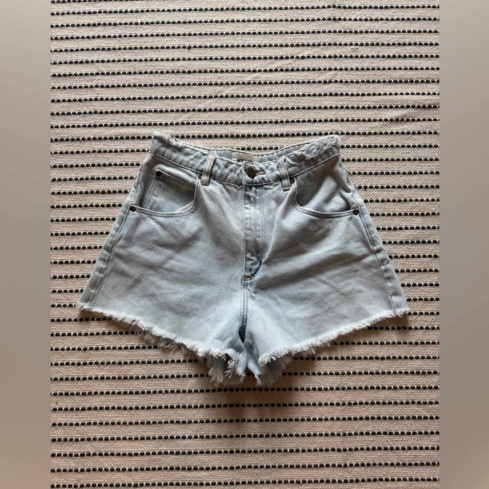 Rollas Mirage High Rise Light Wash Shorts 26